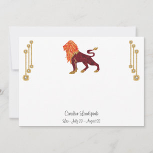 Pearl & Gold Jewels with Leo Zodiac Sign Card
