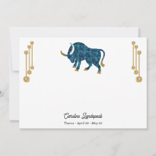 Pearl & Gold Jewels with Taurus Zodiac Sign  Card
