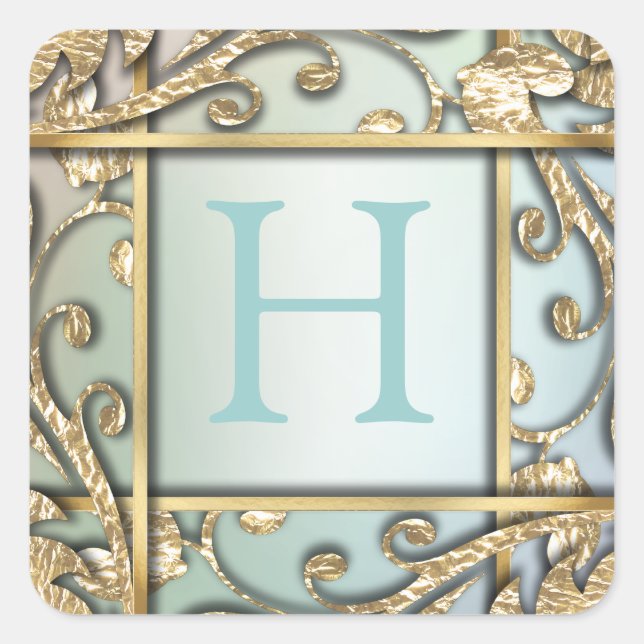 Pearl Gold Lattice Monogram Envelope Seal (Front)