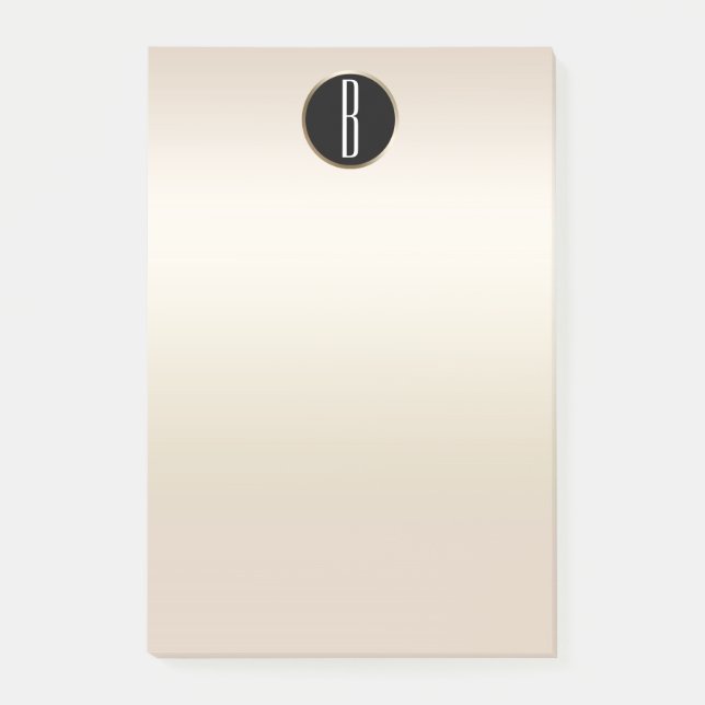 Pearl Gold Shimmer Glam Kraft Rustic Monogram Post-it Notes (Front)