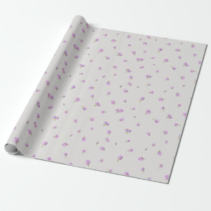 Pearl Gray Japanese Purple Tulip Floral Pattern Wrapping Paper