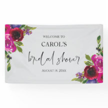 Pearl Grey Watercolor Floral Bridal Shower Banner