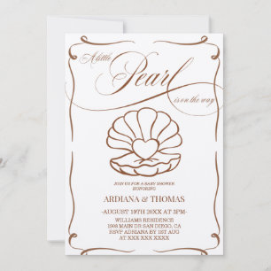 Pearl Hand Drawn Baby Shower Invitation