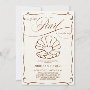 Pearl Hand Drawn Baby Shower  Invitation