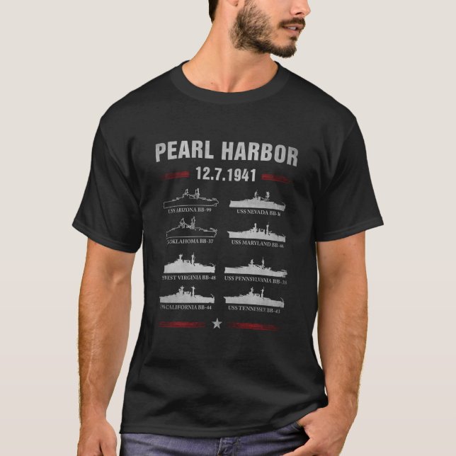 Pearl Harbour Battleship Memorial Day December 7Th T-Shirt (Front)