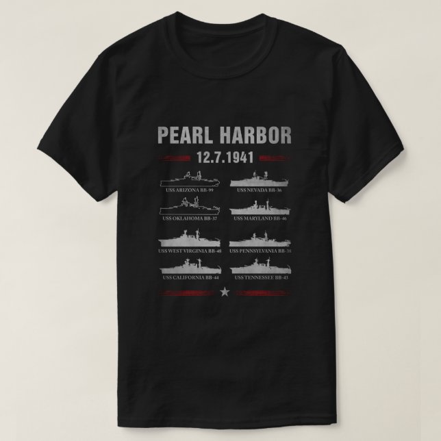 Pearl Harbour Battleship Memorial Day December  T-Shirt (Design Front)