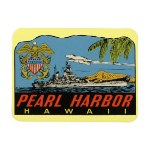 Pearl Harbour, Hawaii Vintage Travel Flexible Magnet