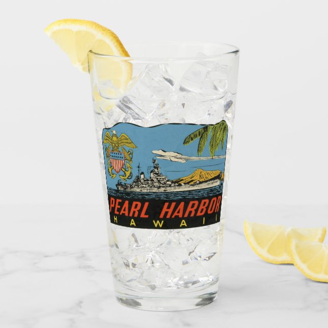Pearl Harbour, Hawaii Vintage Travel Pint Glass (Front Ice)