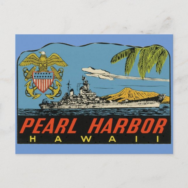 Pearl Harbour, Hawaii Vintage Travel  Postcard (Front)