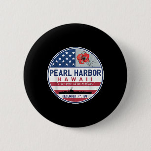 Pearl Harbour Memorial Hawaii Vintage Usa Flag Day 6 Cm Round Badge