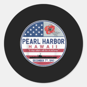 Pearl Harbour Memorial Hawaii Vintage Usa Flag Day Classic Round Sticker