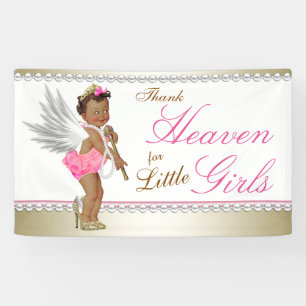 Pearl High Heel Princess Angel Ethnic Baby Shower Banner