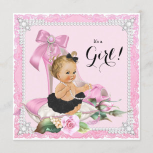 Pearl High Heel Shoe Baby Shower Invitation