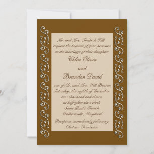 Pearl Icing on Mocha Wedding Invitation
