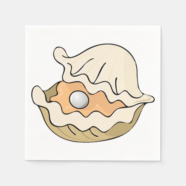 Pearl In An Oyster Paper Napkins (Front)