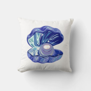 Pearl inside an ocean seashell cushion