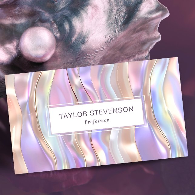 Pearl Iridescence Holographic Pastel Business Card (Creator Uploaded)