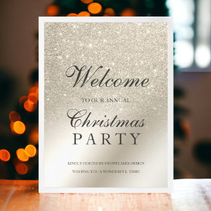 pearl ivory glitter  metallic welcome Christmas Poster