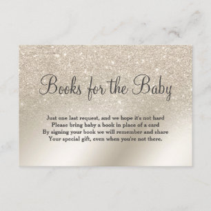 pearl ivory glitter ombre bring a book baby shower enclosure card