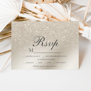 pearl ivory glitter ombre metallic RSVP wedding Card