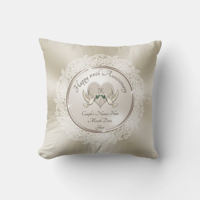 Pearl, Lace and Cotton Wedding Anniversary Gifts Cushion (Front)