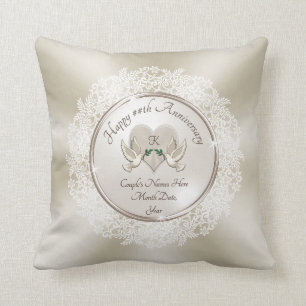 Pearl, Lace and Cotton Wedding Anniversary Gifts Cushion