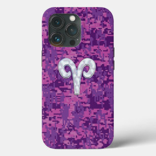 Pearl Like Aries Zodiac Sign on Camo iPhone 13 Pro Case