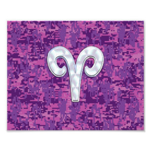 Pearl Like Aries Zodiac Sign on Digital Camo