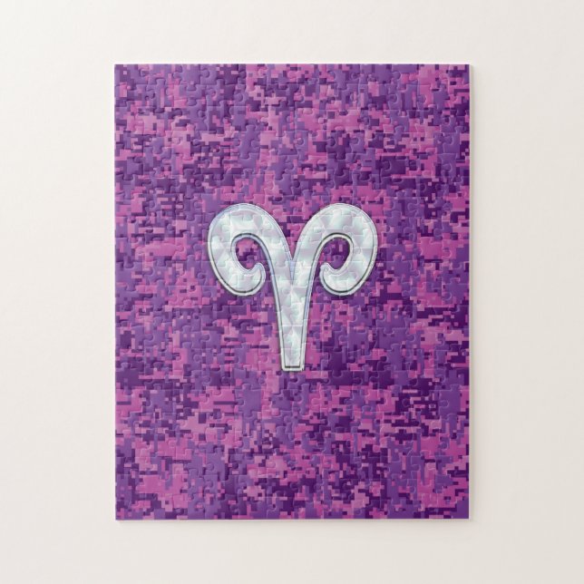 Pearl Like Aries Zodiac Sign on Digital Camo Jigsaw Puzzle (Vertical)