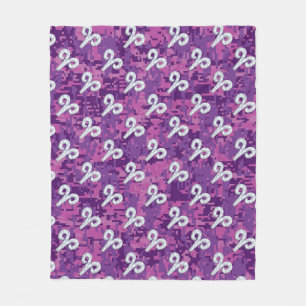 Pearl Like Aries Zodiac Sign Pink Camouflage Fleece Blanket