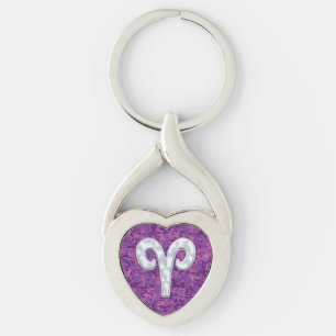 Pearl Like Aries Zodiac Symbol Digital Camouflage Key Ring