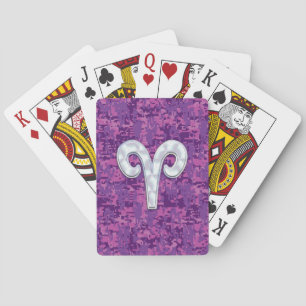 Pearl Like Aries Zodiac Symbol Digital Camouflage Playing Cards