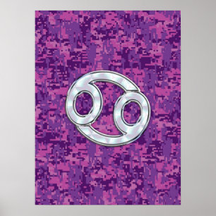 Pearl Like Cancer Zodiac Sign on Digital Camo