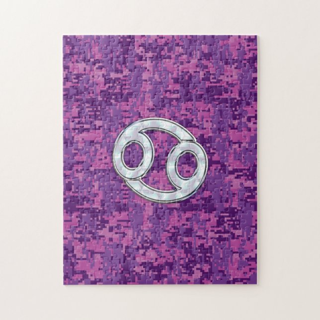 Pearl Like Cancer Zodiac Sign on Digital Camo Jigsaw Puzzle (Vertical)