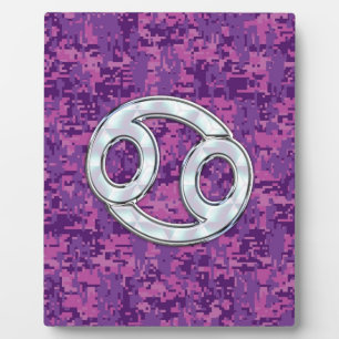 Pearl Like Cancer Zodiac Sign on Digital Camo Plaque