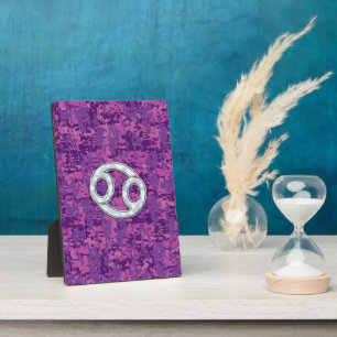 Pearl Like Cancer Zodiac Sign on Digital Camo Plaque