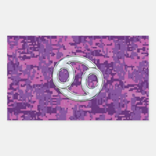 Pearl Like Cancer Zodiac Symbol on Digital Camo Rectangular Sticker