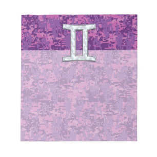 Pearl Like Gemini Zodiac Sign on Digital Camo Notepad