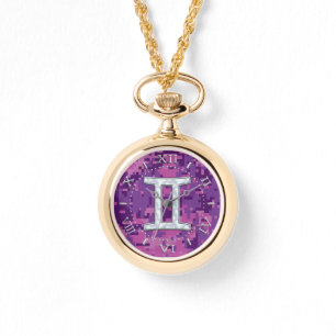 Pearl Like Gemini Zodiac Symbol Camouflage Dial Watch