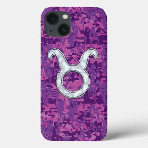 Pearl Like Taurus Sign Pink Digital Camouflage iPhone 13 Case