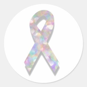 pearl lung cancer ribbon classic round sticker