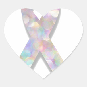 pearl lung cancer ribbon heart sticker