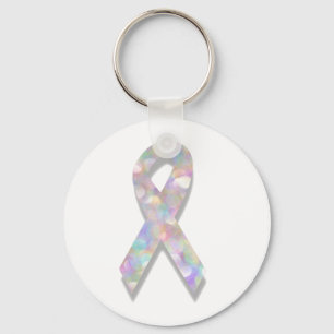 pearl lung cancer ribbon key ring
