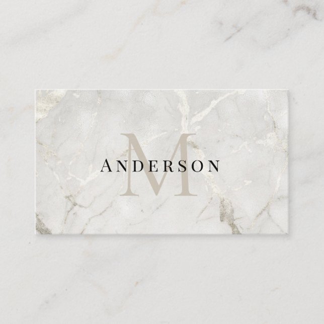 Pearl Marble Masculine photo qrcode Business Card (Front)