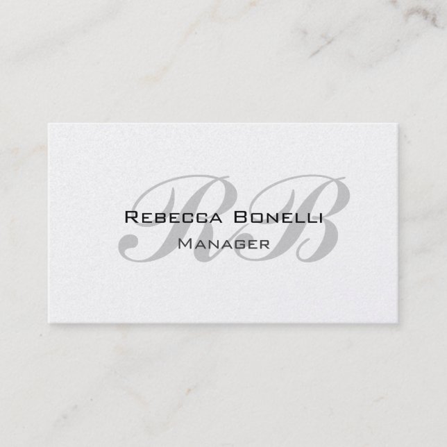 Pearl Monogram Script Manager Business Card (Front)