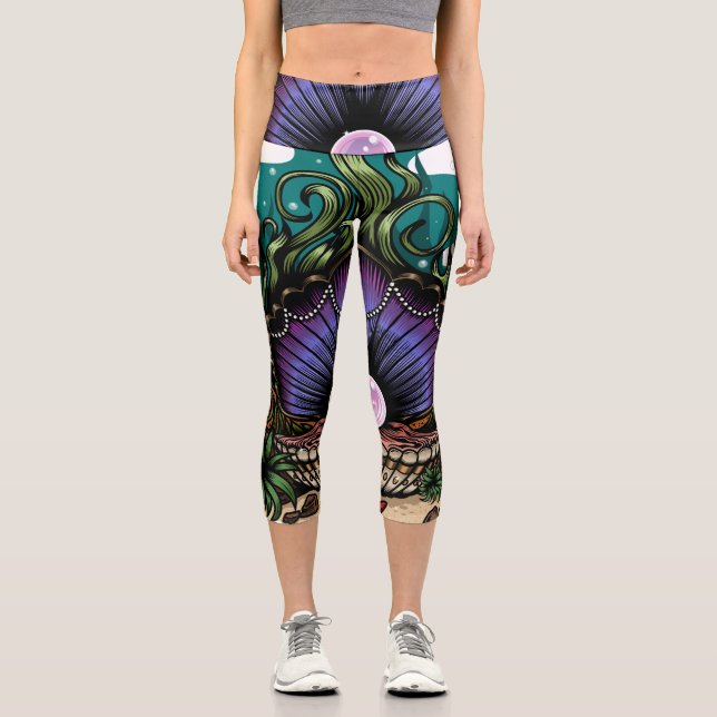 Pearl Of The Sea Capri Leggings (Front)