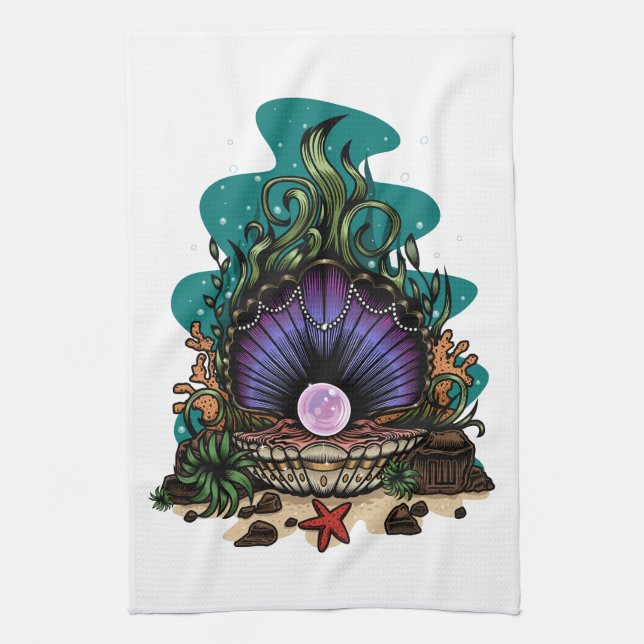 Pearl Of The Sea Tea Towel (Vertical)