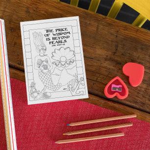 Pearl of Wisdom Mermaid Colouring Postcard