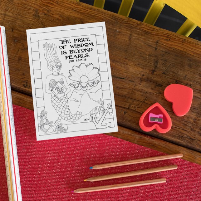 Pearl of Wisdom Mermaid Colouring Postcard (Creator Uploaded)