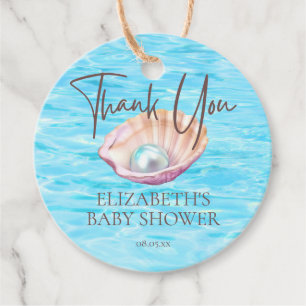 Pearl On the Way Seashell Girl Baby Shower Script Favour Tags